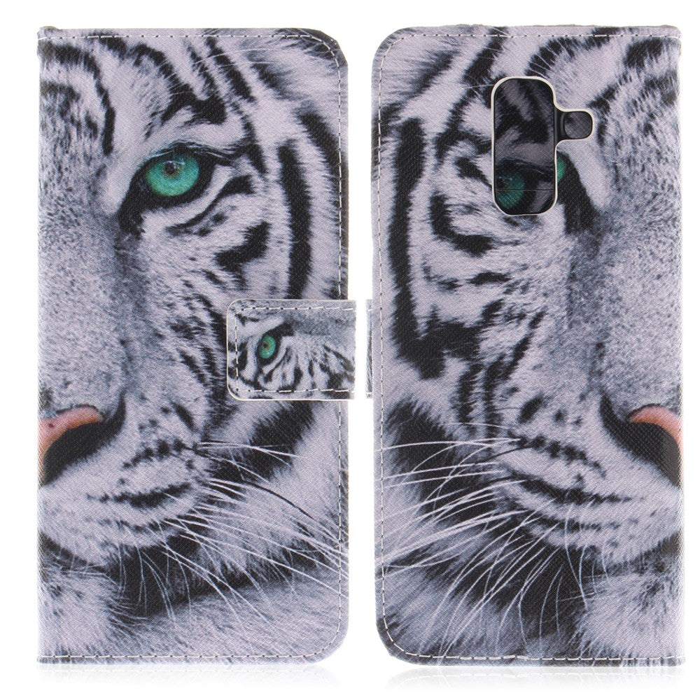 Printing Pattern Leather Wallet Mobile Phone Case for Samsung Galaxy A6+ (2018) / A9 Star Lite