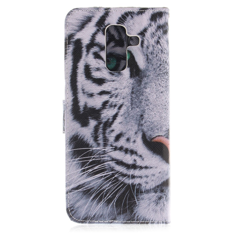 Printing Pattern Leather Wallet Mobile Phone Case for Samsung Galaxy A6+ (2018) / A9 Star Lite