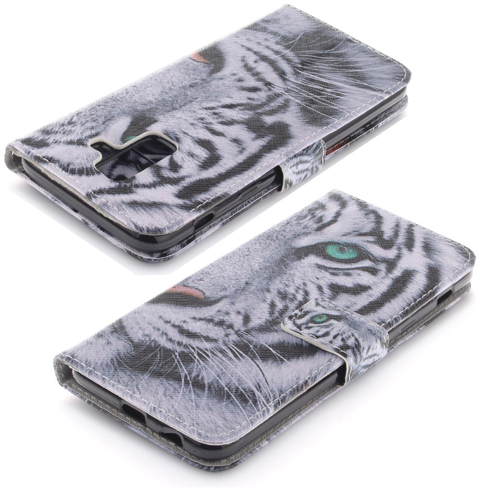 Printing Pattern Leather Wallet Mobile Phone Case for Samsung Galaxy A6+ (2018) / A9 Star Lite