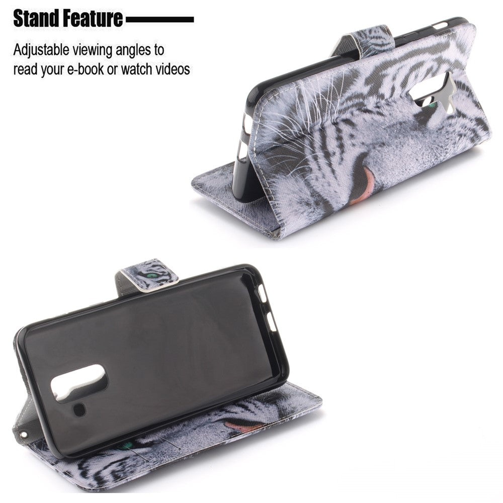 Printing Pattern Leather Wallet Mobile Phone Case for Samsung Galaxy A6+ (2018) / A9 Star Lite