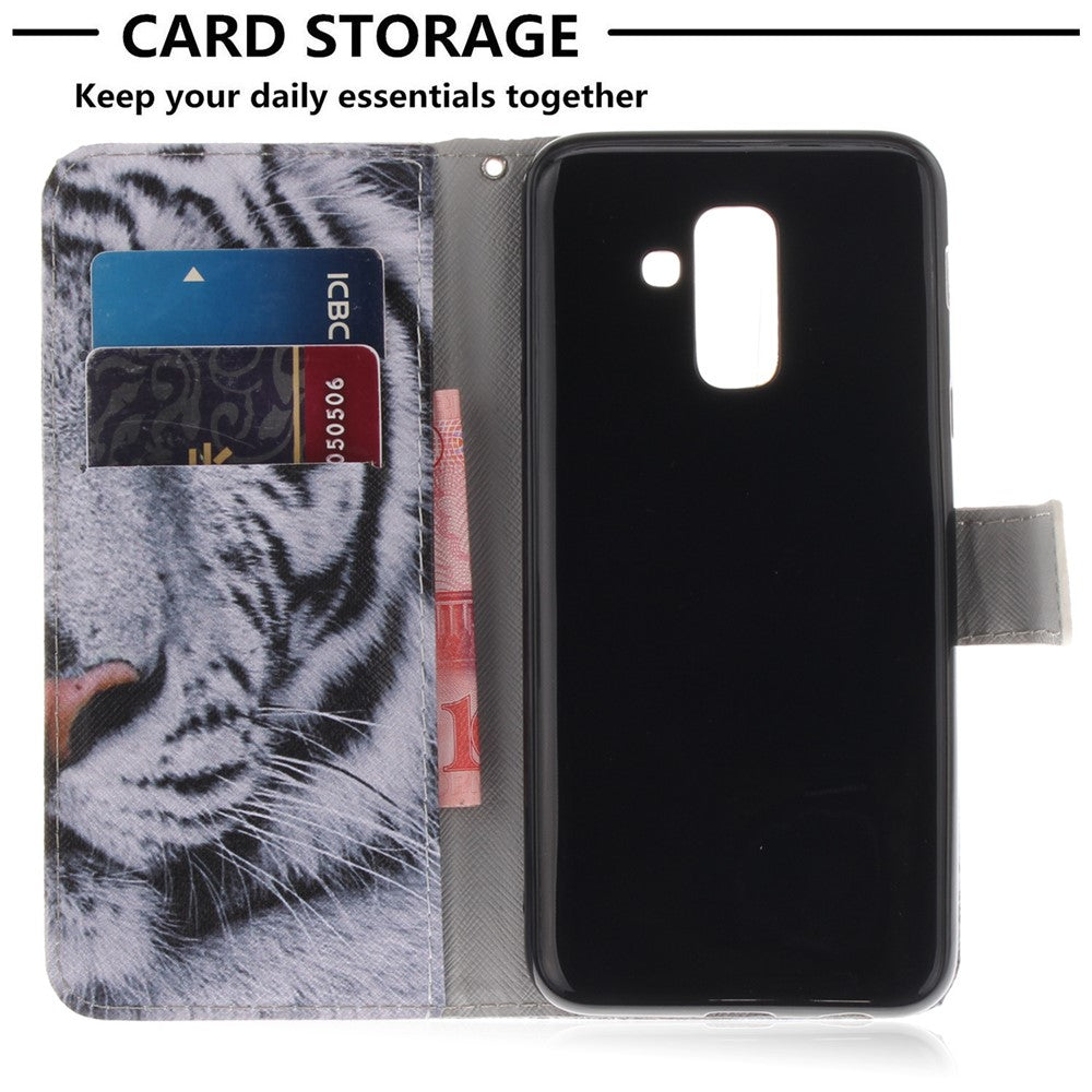 Printing Pattern Leather Wallet Mobile Phone Case for Samsung Galaxy A6+ (2018) / A9 Star Lite