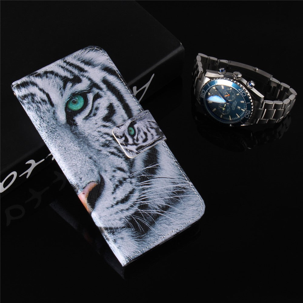 Printing Pattern Leather Wallet Mobile Phone Case for Samsung Galaxy A6+ (2018) / A9 Star Lite