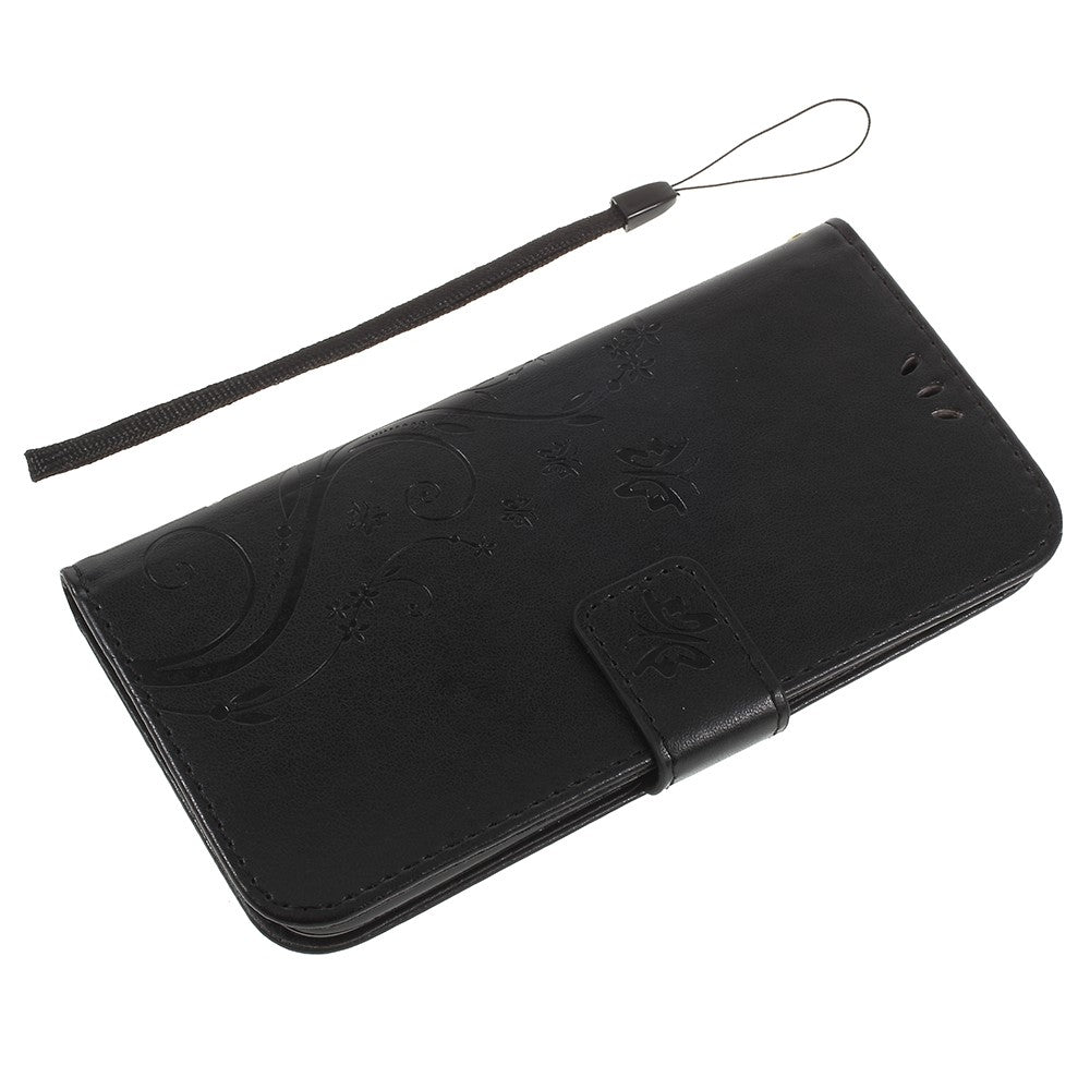 Præget sommerfugleblomst Læder Pung Magnetisk Stand Cover til Samsung Galaxy A6 (2018)