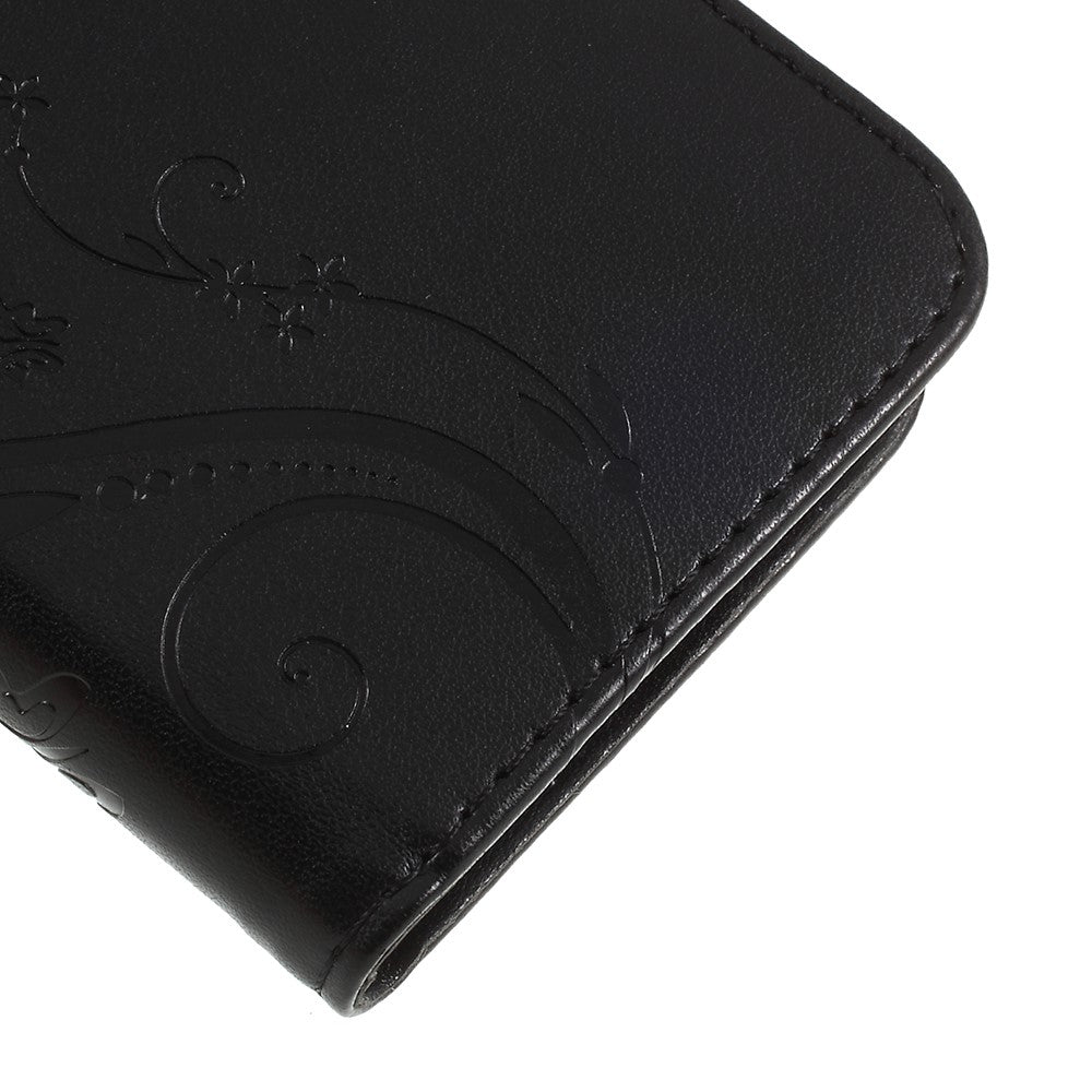 Præget sommerfugleblomst Læder Pung Magnetisk Stand Cover til Samsung Galaxy A6 (2018)