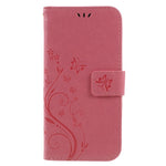 Præget sommerfugleblomst Læder Pung Magnetisk Stand Cover til Samsung Galaxy A6 (2018)