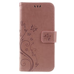 Præget sommerfugleblomst Læder Pung Magnetisk Stand Cover til Samsung Galaxy A6 (2018)