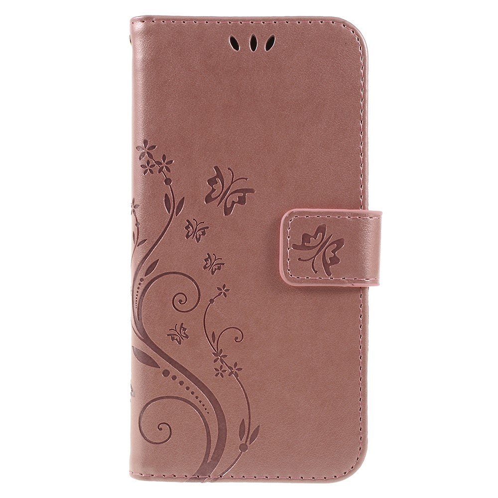 Præget sommerfugleblomst Læder Pung Magnetisk Stand Cover til Samsung Galaxy A6 (2018)