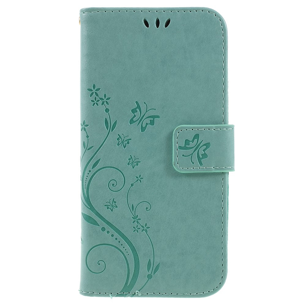 Præget sommerfugleblomst Læder Pung Magnetisk Stand Cover til Samsung Galaxy A6 (2018)
