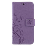 Præget sommerfugleblomst Læder Pung Magnetisk Stand Cover til Samsung Galaxy A6 (2018)