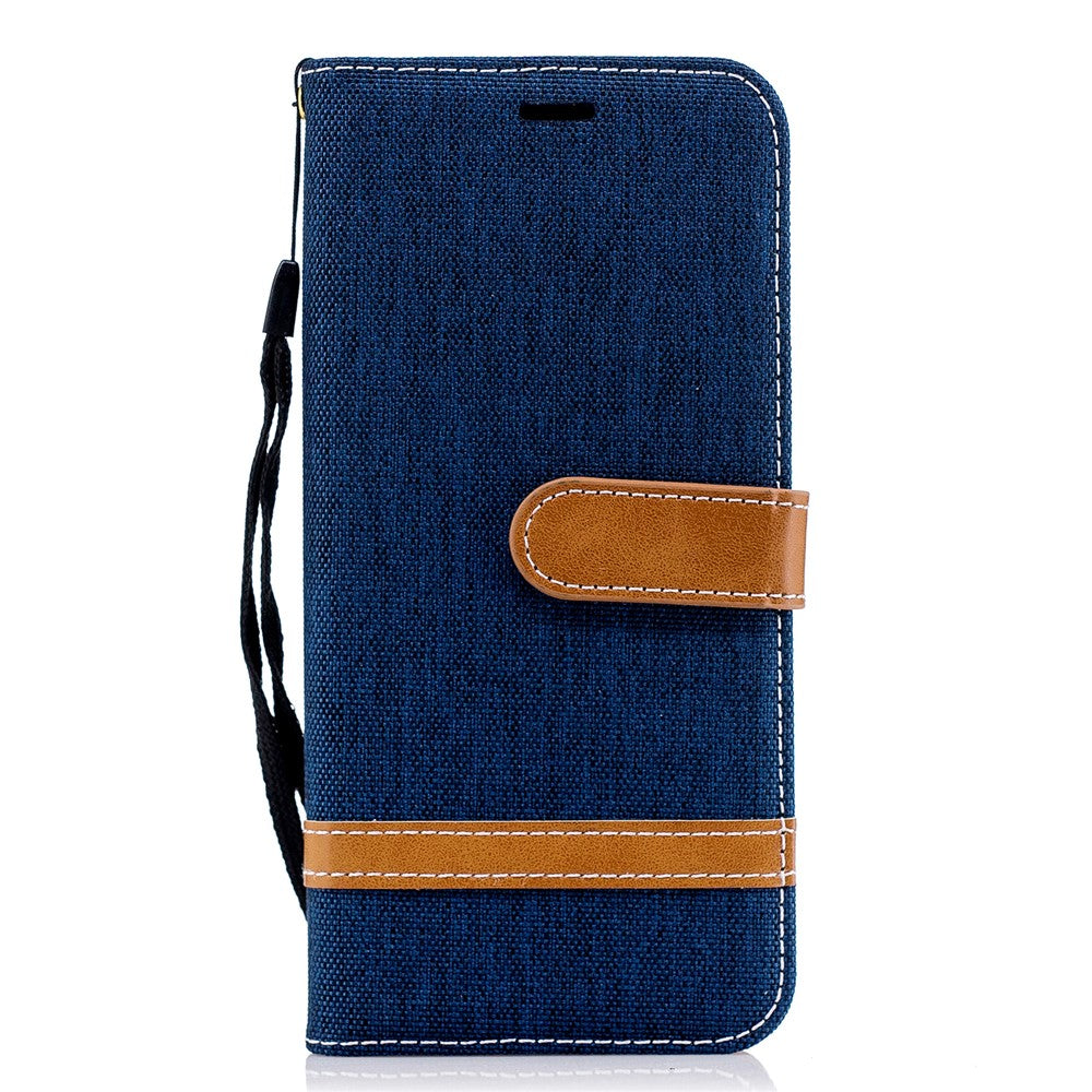Jeans Stof Tekstur Pung Stander Læder Beskyttende Cover Etui til Samsung Galaxy J6 (2018)