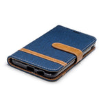 Jeans Stof Tekstur Pung Stander Læder Beskyttende Cover Etui til Samsung Galaxy J6 (2018)