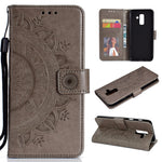 Imprint Mandala Flower Leather Wallet Case for Samsung Galaxy A6 Plus (2018) / A9 Star Lite