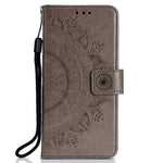 Imprint Mandala Flower Leather Wallet Case for Samsung Galaxy A6 Plus (2018) / A9 Star Lite