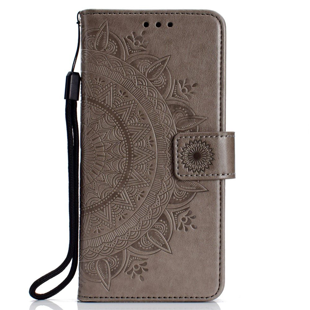 Imprint Mandala Flower Leather Wallet Case for Samsung Galaxy A6 Plus (2018) / A9 Star Lite