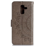 Imprint Mandala Flower Leather Wallet Case for Samsung Galaxy A6 Plus (2018) / A9 Star Lite