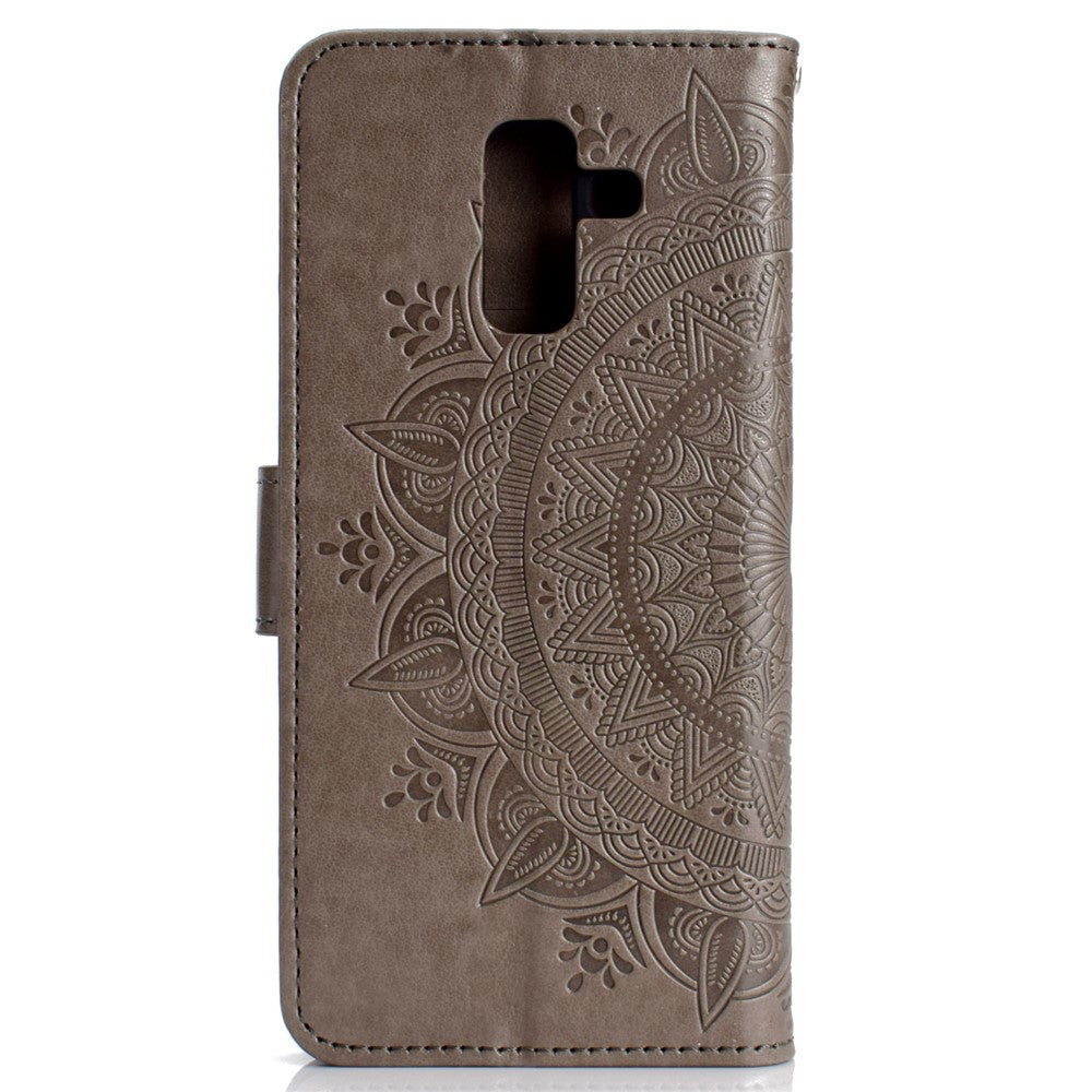 Imprint Mandala Flower Leather Wallet Case for Samsung Galaxy A6 Plus (2018) / A9 Star Lite