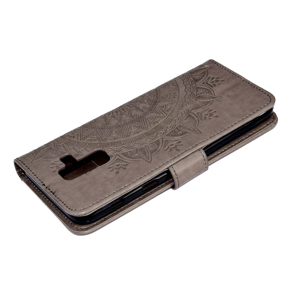 Imprint Mandala Flower Leather Wallet Case for Samsung Galaxy A6 Plus (2018) / A9 Star Lite