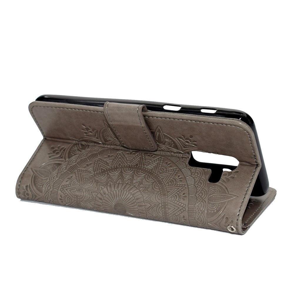 Imprint Mandala Flower Leather Wallet Case for Samsung Galaxy A6 Plus (2018) / A9 Star Lite