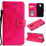 Imprint Mandala Flower Leather Wallet Case for Samsung Galaxy A6 Plus (2018) / A9 Star Lite
