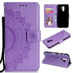 Imprint Mandala Flower Leather Wallet Case for Samsung Galaxy A6 Plus (2018) / A9 Star Lite