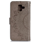 Imprint Mandala Flower Leather Wallet Case for Samsung Galaxy A6 (2018)