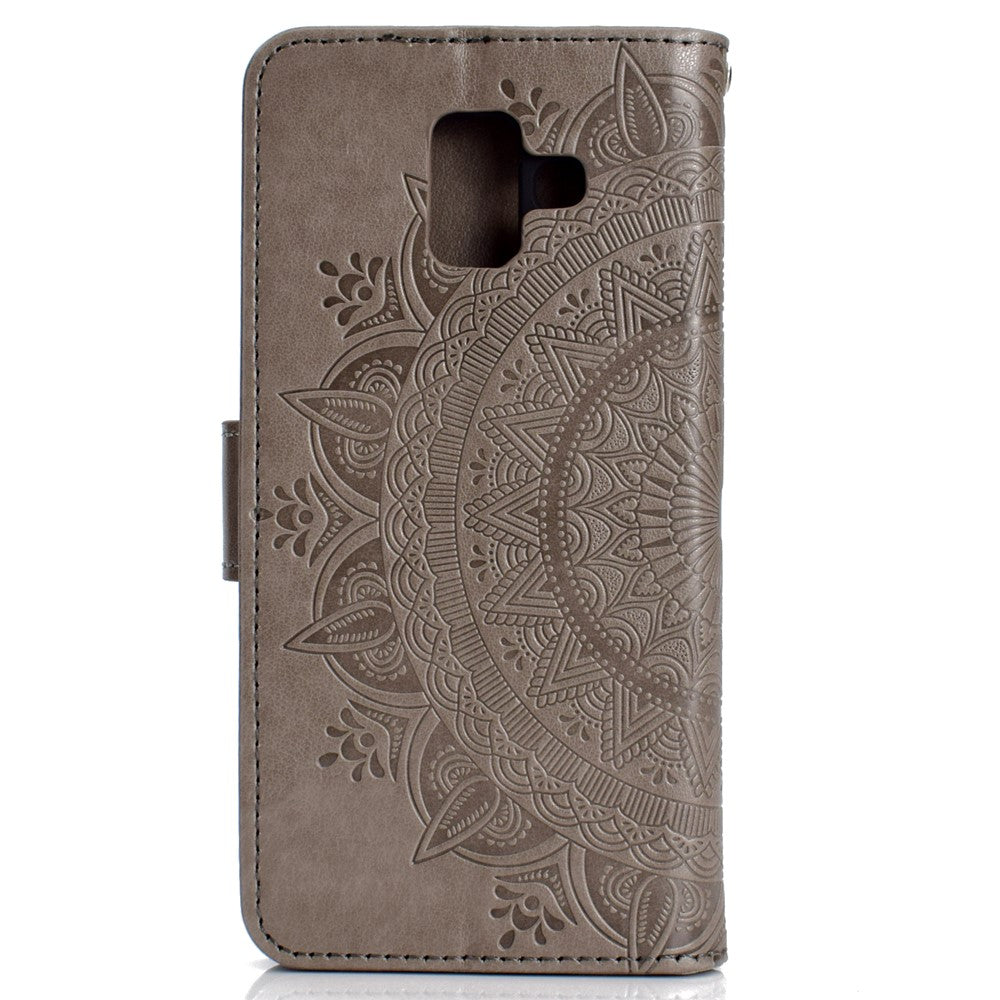 Imprint Mandala Flower Leather Wallet Case for Samsung Galaxy A6 (2018)