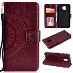 Imprint Mandala Flower Leather Wallet Case for Samsung Galaxy A6 (2018)