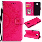 Imprint Mandala Flower Leather Wallet Case for Samsung Galaxy A6 (2018)
