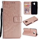 Imprint Mandala Flower Leather Wallet Case for Samsung Galaxy A6 (2018)