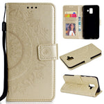 Imprint Mandala Flower Leather Wallet Case for Samsung Galaxy A6 (2018)