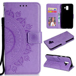 Imprint Mandala Flower Leather Wallet Case for Samsung Galaxy A6 (2018)