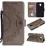 Imprint Butterfly Flower Leather Wallet Case for Samsung Galaxy J6 (2018)