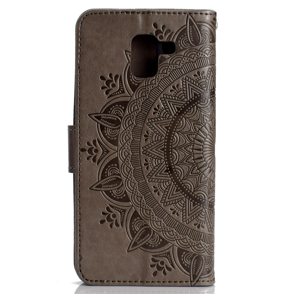 Imprint Butterfly Flower Leather Wallet Case for Samsung Galaxy J6 (2018)