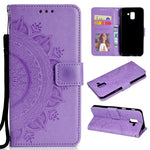 Imprint Butterfly Flower Leather Wallet Case for Samsung Galaxy J6 (2018)