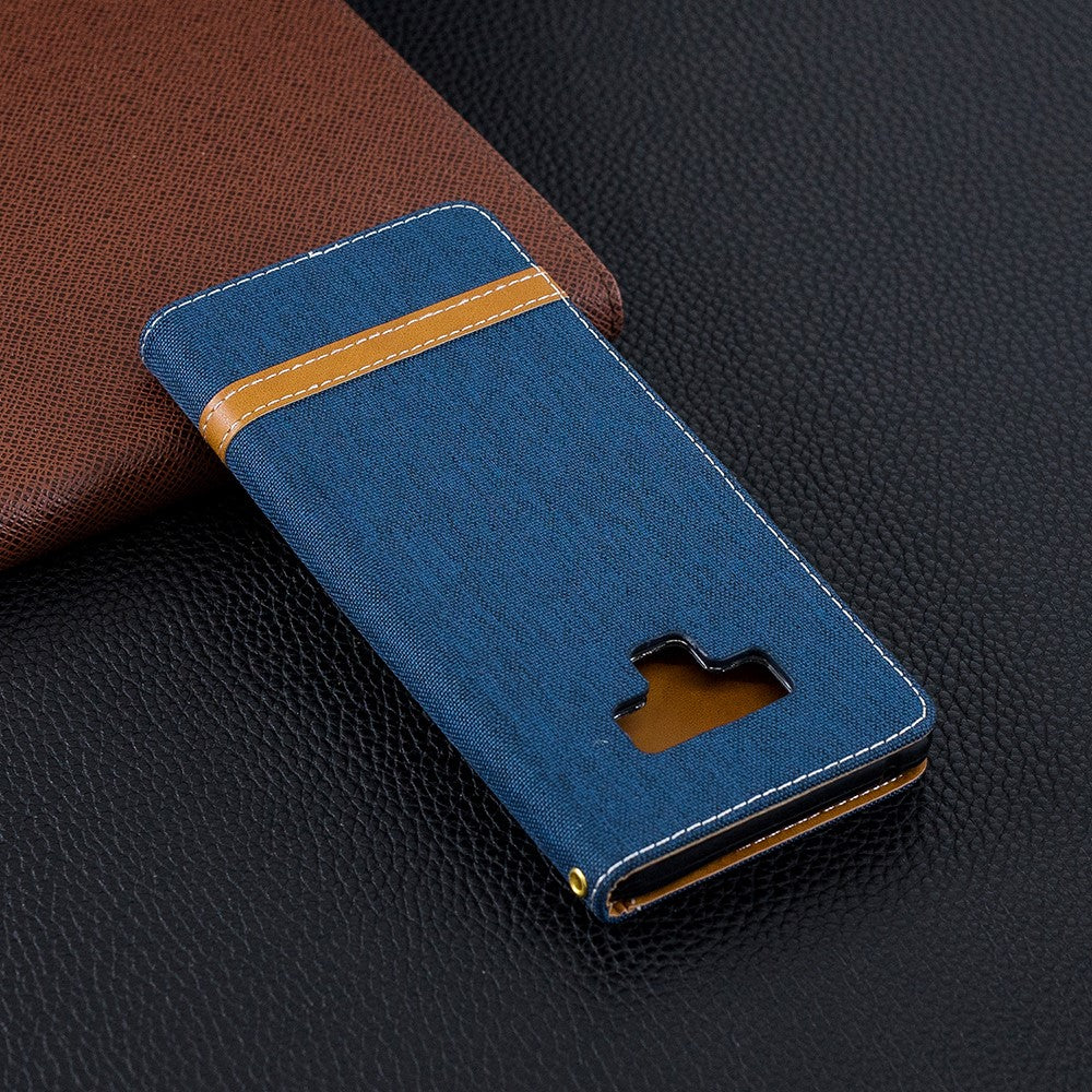 Jeans Klud Tekstur Pung Stander Læder Telefoncover til Samsung Galaxy Note 9