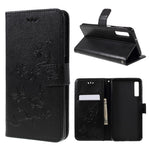 Præget sommerfugl Blomst PU Læder Magnetisk Tegnebog Telefon Etui til Samsung Galaxy A7 (2018)