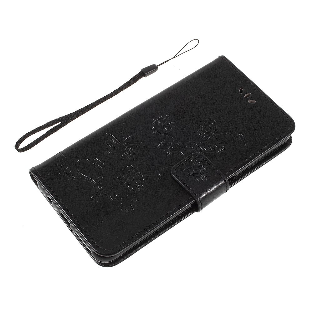 Præget sommerfugl Blomst PU Læder Magnetisk Tegnebog Telefon Etui til Samsung Galaxy A7 (2018)
