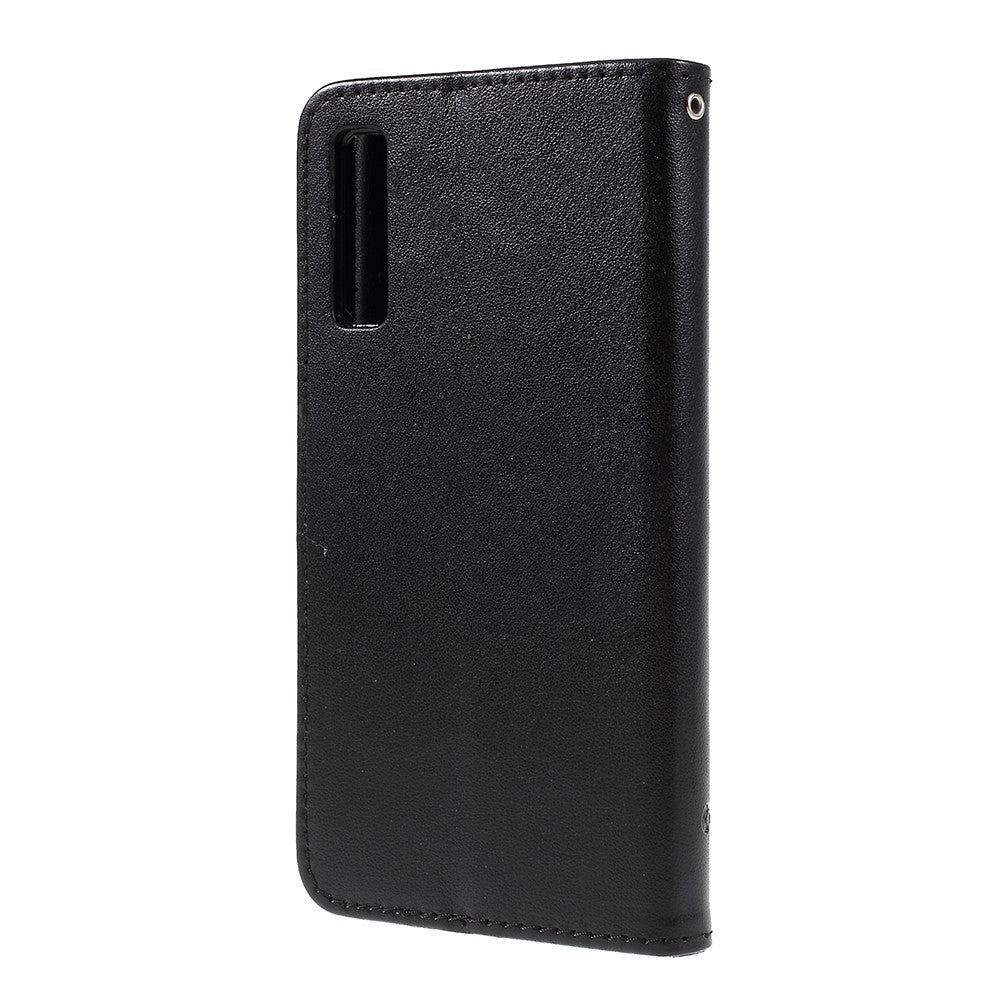 Præget sommerfugl Blomst PU Læder Magnetisk Tegnebog Telefon Etui til Samsung Galaxy A7 (2018)