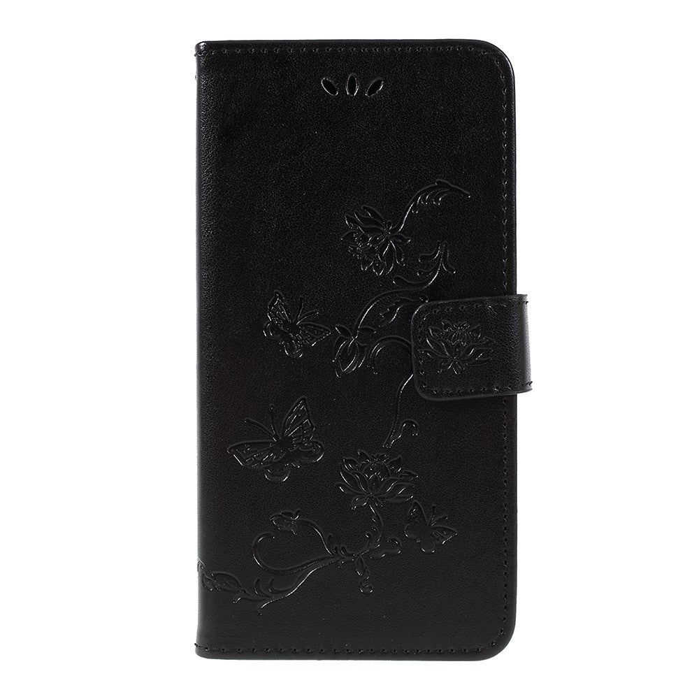 Præget sommerfugl Blomst PU Læder Magnetisk Tegnebog Telefon Etui til Samsung Galaxy A7 (2018)