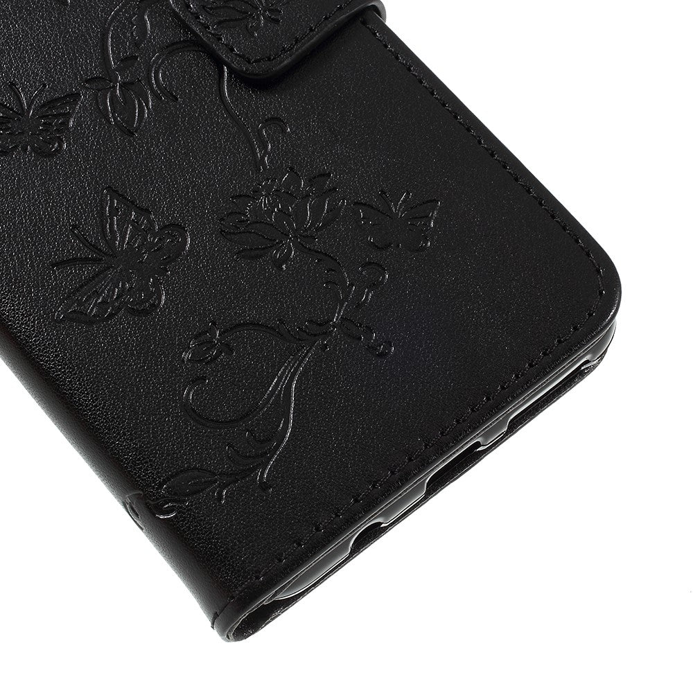 Præget sommerfugl Blomst PU Læder Magnetisk Tegnebog Telefon Etui til Samsung Galaxy A7 (2018)