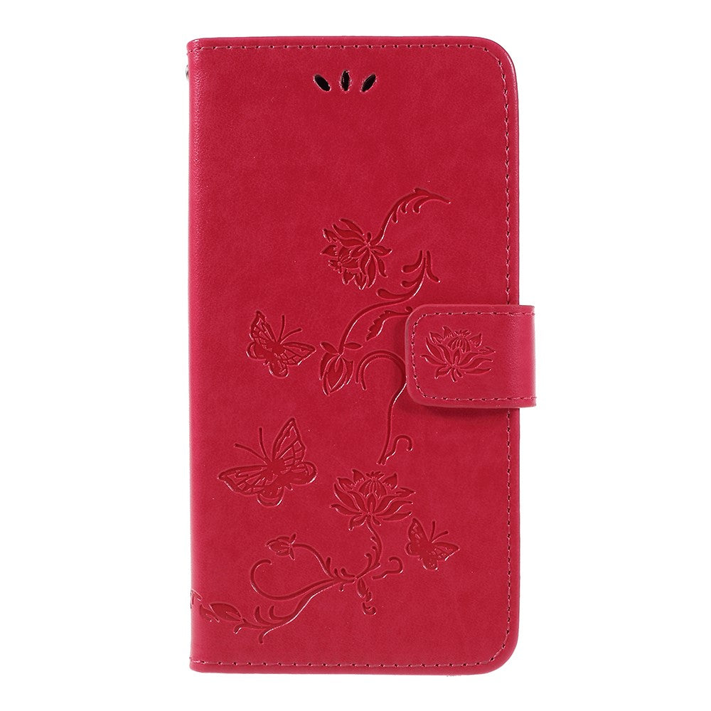 Præget sommerfugl Blomst PU Læder Magnetisk Tegnebog Telefon Etui til Samsung Galaxy A7 (2018)