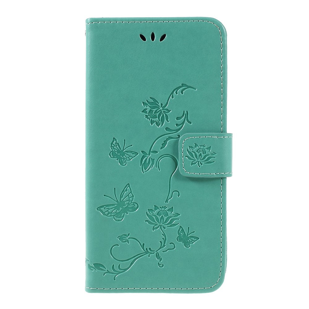 Præget sommerfugl Blomst PU Læder Magnetisk Tegnebog Telefon Etui til Samsung Galaxy A7 (2018)