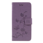 Magnetiskt plånboksfodral i PU-läder med tryck av fjäril och blomma till Samsung Galaxy A7 (2018)