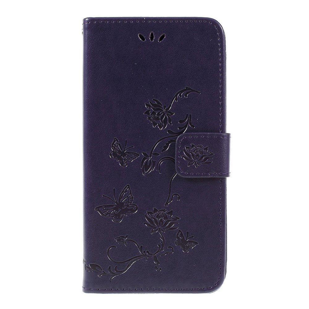 Præget sommerfugl Blomst PU Læder Magnetisk Tegnebog Telefon Etui til Samsung Galaxy A7 (2018)
