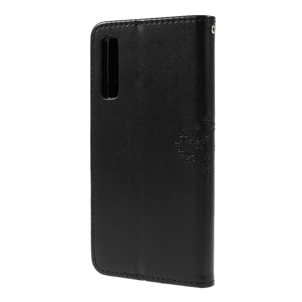 Imprint Tree Owl Magnetic Wallet PU Leather Cover with Stand for Samsung Galaxy A7 (2018)