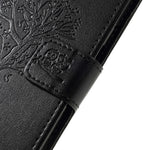 Imprint Tree Owl Magnetic Wallet PU Leather Cover with Stand for Samsung Galaxy A7 (2018)