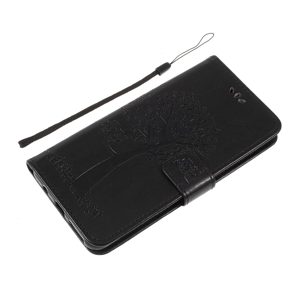 Imprint Tree Owl Magnetic Wallet PU Leather Cover with Stand for Samsung Galaxy A7 (2018)