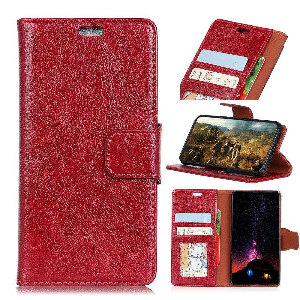 Beskyttende telefoncover til Samsung Galaxy A7 (2018) Nappa-tekstur Splitlæder Flip Folio Cover Stødsikker Telefonbeskytter med Standpung