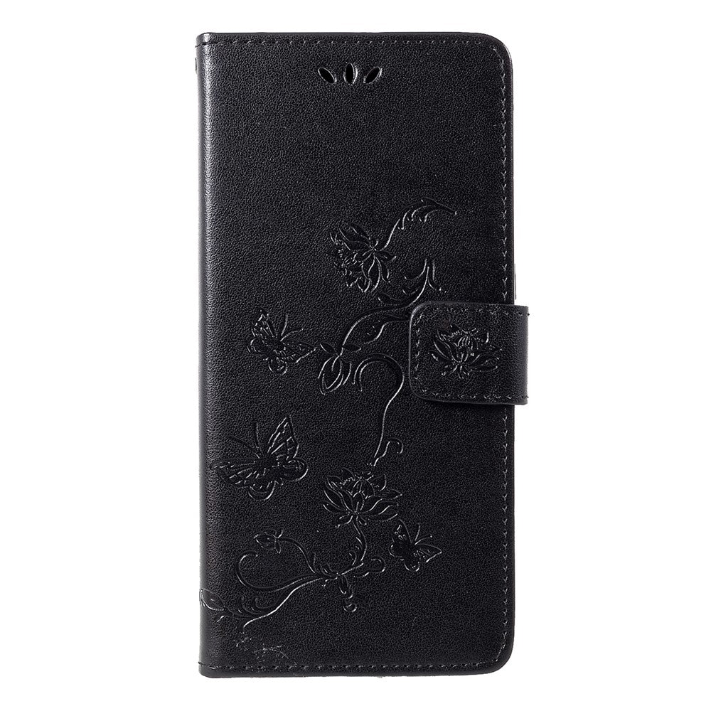 Imprint Butterfly Flower Læder Telefon Pung Stativ Etui til Samsung Galaxy A9 (2018)/A9 Star Pro/A9s