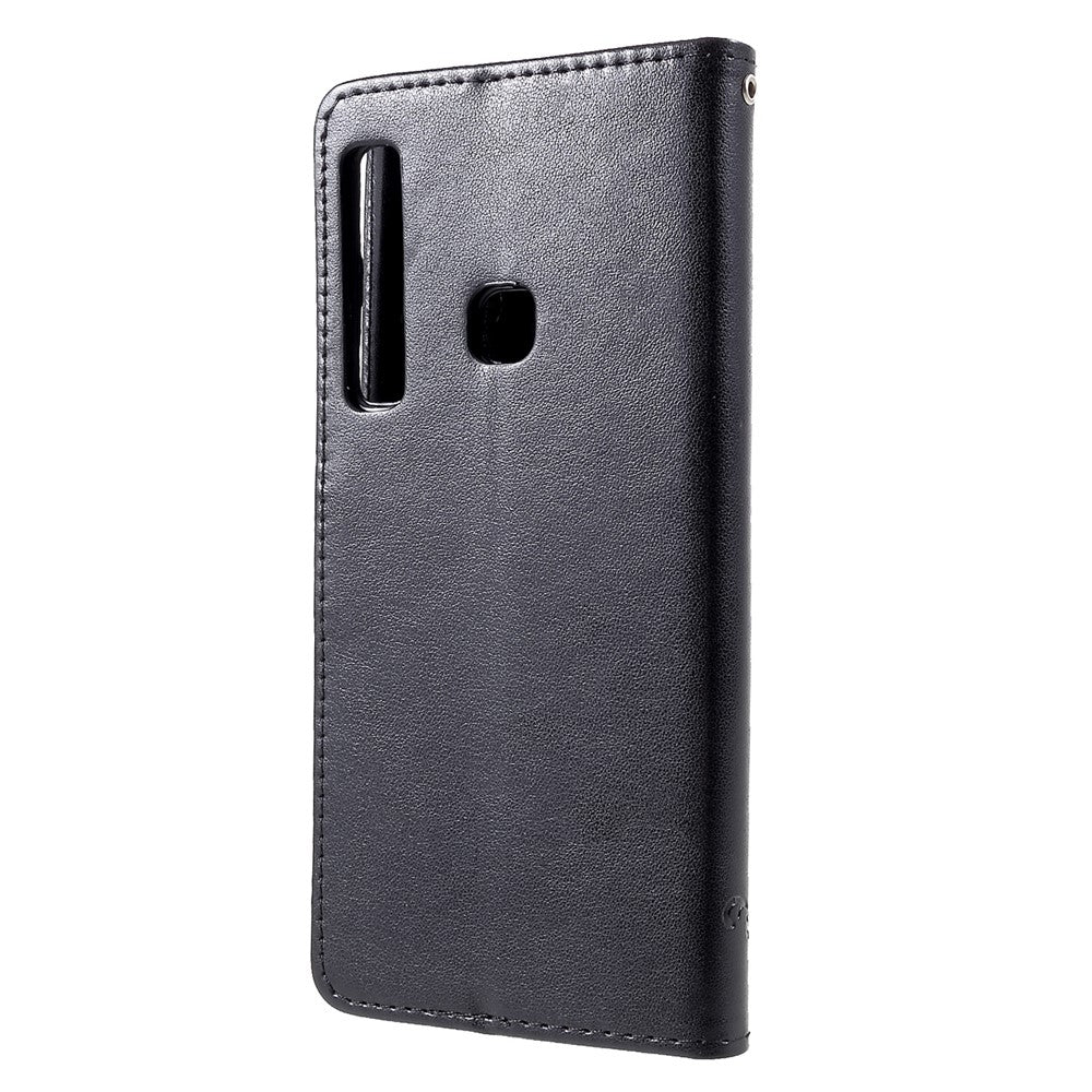 Imprint Butterfly Flower Læder Telefon Pung Stativ Etui til Samsung Galaxy A9 (2018)/A9 Star Pro/A9s